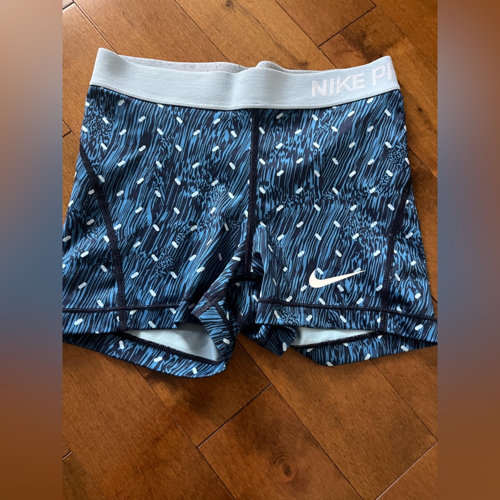 Nike Pro Compression Shorts Size Small Blue Pattern Print